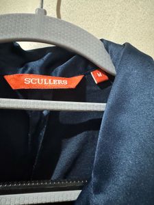 Elegant Navy Satin Button-Down Shirt