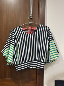 Stylish Striped Bell Sleeve Top