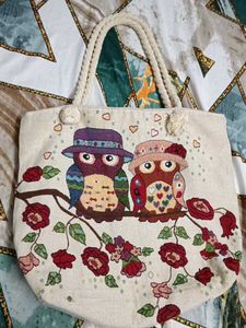 Cute Owl Tapestry Tote Bag