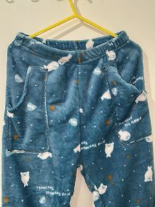 Blue bear and stars fleece warm pyjama