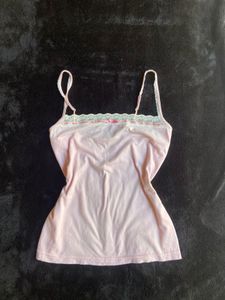 Light Pink Lace Trim Cami Top