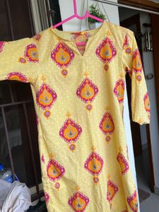 Yellow Printed Kurta