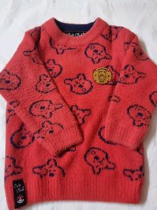 Cute Red Bear Print Sweater