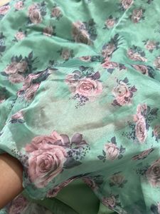 Floral Print Green Dress