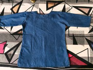 Denim short  n beautiful sobar olive Kurti