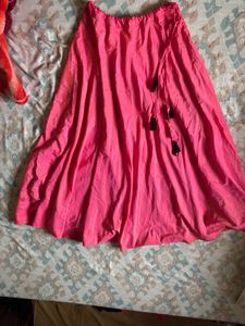 Vibrant double shadePink and orangeEthnic Skirt