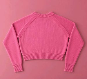 PINK RAGLAN SLEEVE CROPPED SWEATER
