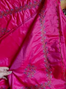 Vibrant Pink Silk Saree with Embroidery