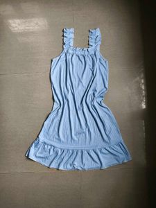 Light Blue Ruffled Strap Dress