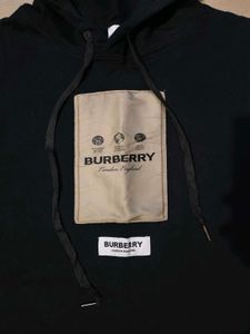 Burberry Owie Label Logo Hoodie Black Size L