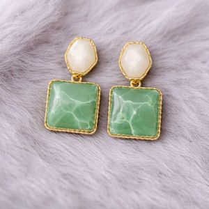 Green Stone Drop Earrings