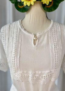 White Eyelet Detail Mini Dress