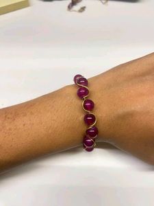 Beaded Bracelet with Gold Wire Wrap