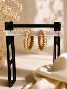 Elegant Pearl Hoop Earrings