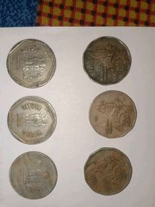 Vintage Indian Coins - 1 &amp; 2 Rupees