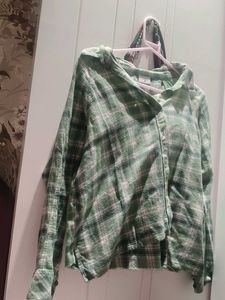 Green Plaid Button-Up Shirt