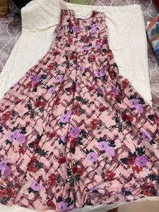 Pink Floral Anarkali Dress
