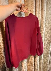 Chic Maroon Long-Sleeve Top