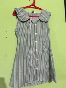 Striped Button-Up Mini Dress