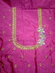 Pink star design  unstitched Blouse Piece