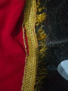 Red Velvet Saree with Golden Border