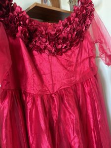 Stunning Red Off-Shoulder Floral Gown