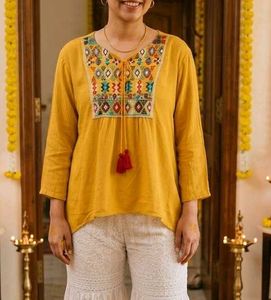 Embroidered Flared Kurta Top