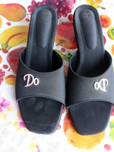 Chic Black 'Do' Embellished Slides