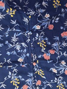Navy Floral Print Midi Dress