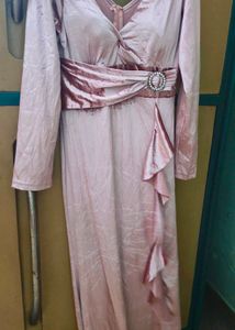 Elegant Pink Long Sleeve Maxi Dress