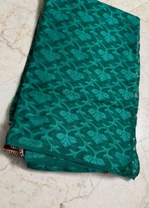 Exquisite Teal Saree with Embellished Border