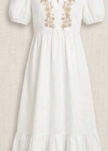 Embroidered White Midi Dress