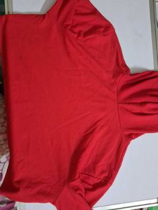 Red Hoodie cropped Sweatshirt