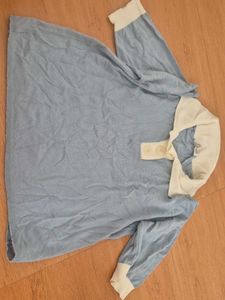 Light Blue Collared Long Sleeve Top