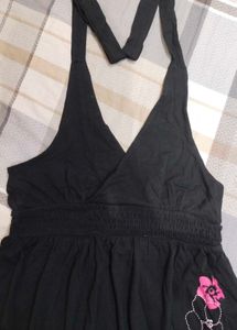 Black A-Line Halter Neck Dress
