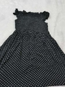 Cute Black &amp; White Polka Dot Mini Dress
