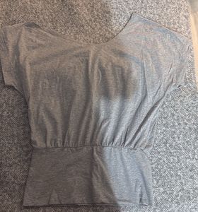 Comfy Grey Off Shoulder Sleeve Top