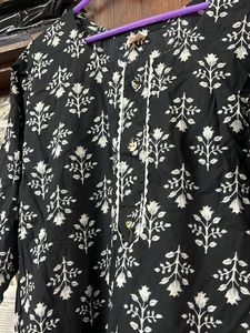 Black &amp; White Printed Kurta
