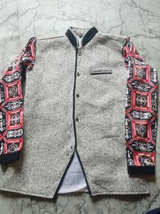 Stylish Ethnic Jacket with Patterned Sleeves