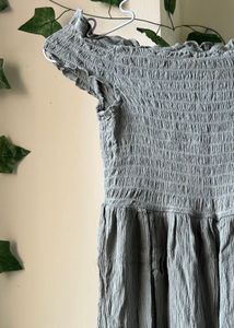 Smocked Off-Shoulder Midi Dress