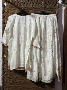 Elegant White Embellished Sharara Set