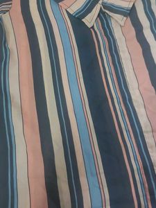 women's multi-color vertical striped shirt