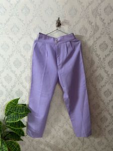 Lilac High-Waisted Pleated Pants