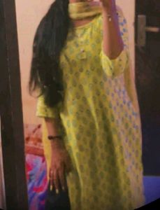 Lime Green Printed Kurta