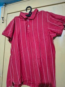 Men's Red Striped Polo T-Shirt