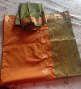 Saree with blouse piece.