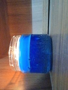 Blue Jar Mountain Candle With Red