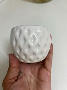Textured White Ceramic Pot