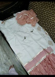 Elegant White &amp; Pink Kurta Set with Dupatta