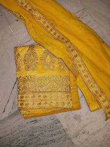 Exquisite Yellow Embroidered Lehenga Choli Set